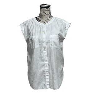 LOFT ivory Embroided Blouse Womens Ethereal Angelcore Preppy Semi Sheer S Boxy